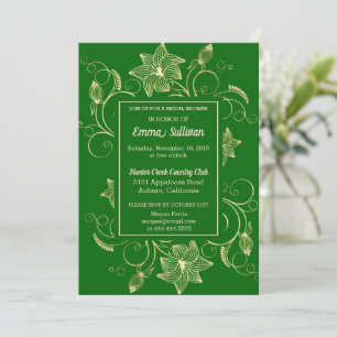 Chic Gold Flowers Bridal Shower Invitation