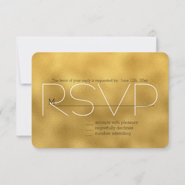 Chic Gold Flowers RSVP Card (Front)