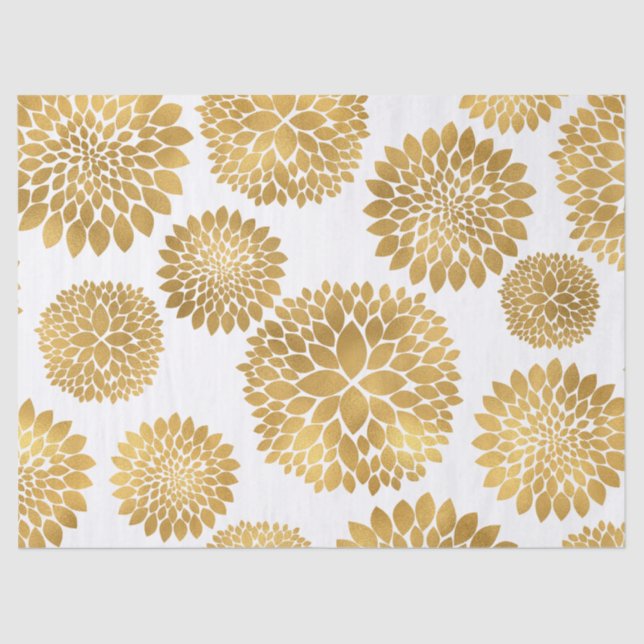 Chic Gold Flowers Tissue Paper (Front)