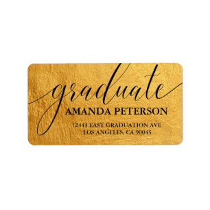 Chic Gold Foil Black Elegant Typography Graduate Label