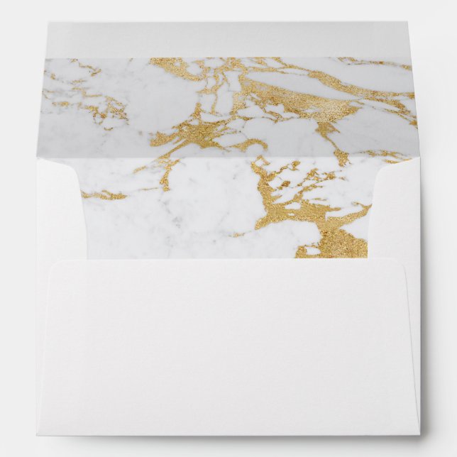 Chic Gold Foil Classic Marble Envelope (Back (Bottom))