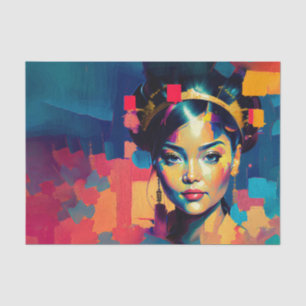 Chic Gold Foil Colorful Women Impasto Oil Painting Tissue Paper