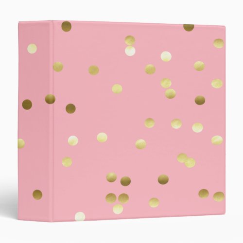 Chic Gold Foil Confetti Light Pink Binder