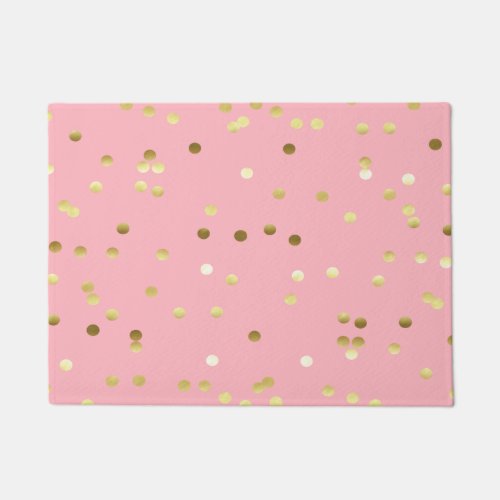 Chic Gold Foil Confetti Light Pink Doormat