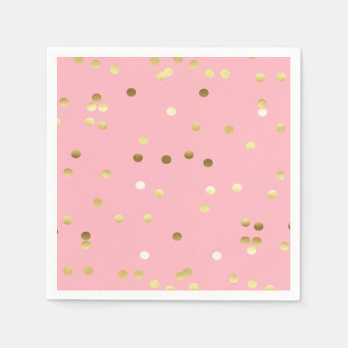 Chic Gold Foil Confetti Light Pink Paper Napkins