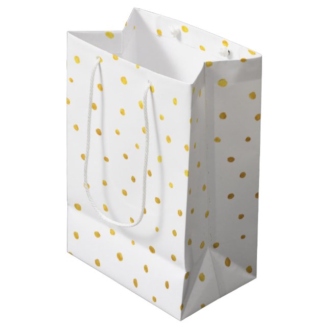 Chic Gold Foil Dots Elegant Medium Gift Bag (Front Angled)