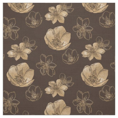 Chic Gold Foil Floral Pattern Fabric