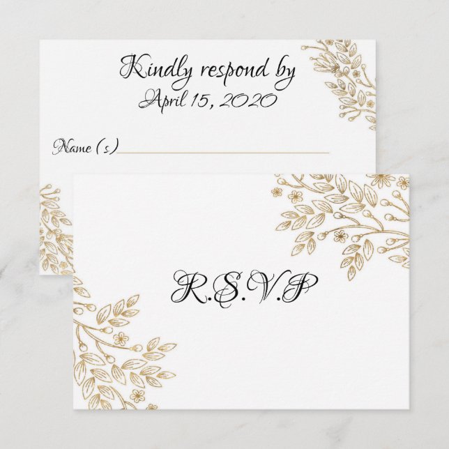 Chic Gold Foil Floral RSVP Card (Front/Back)