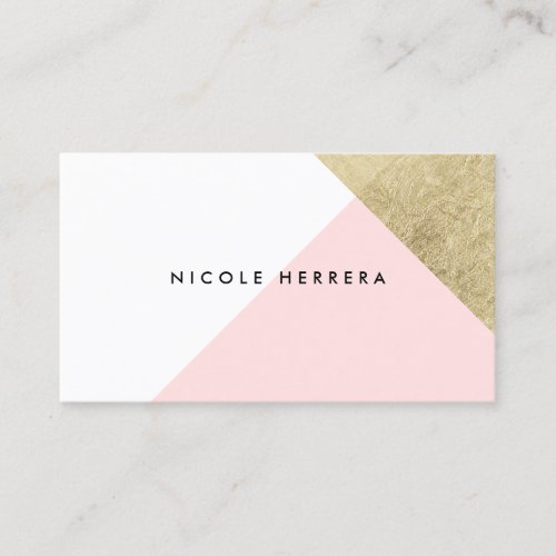 Chic gold foil geometric modern blush pink white business card