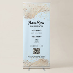 *~* Chic Gold Foil Glitter QR Beauty Girly Spa Retractable Banner