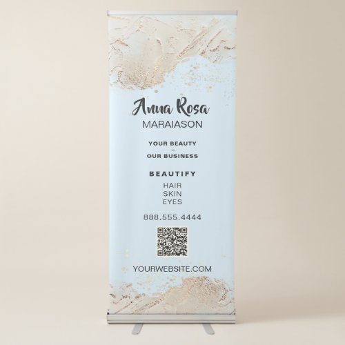  Chic Gold Foil Glitter QR Beauty Girly Spa Retractable Banner