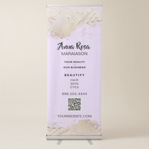  Chic Gold Foil Glitter QR Spa Beauty Girly Retractable Banner