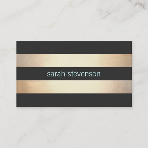 Chic Gold Foil Look Black Striped Modern Business Card Templates
