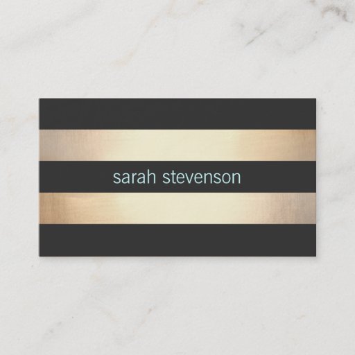 Customizable Chic Gold Foil Look Black Striped Modern Business Card Templates