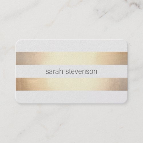 Chic Gold Foil Look Striped Modern Minimalist Business Card