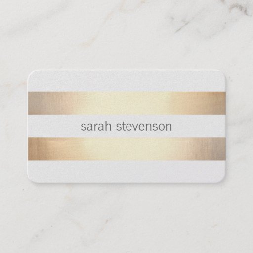 Customizable Chic Gold Foil Look Striped Modern Minimalist Business Card Template