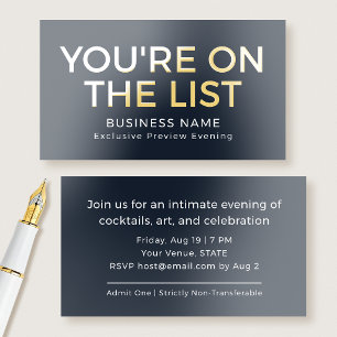 Chic Gold Foil Mini Size VIP Invitation Dark Blue Business Cards
