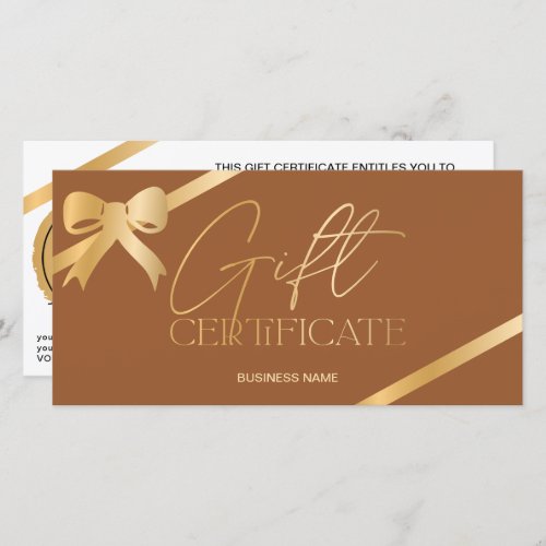 Chic gold foil ribbon boho logo gift certificate