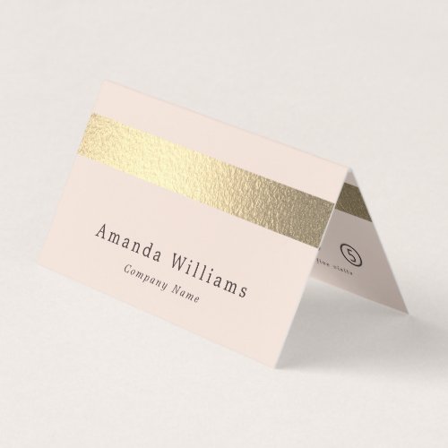 Chic Gold Foil Stripe On Blush Pink Double Loyalty Business Card