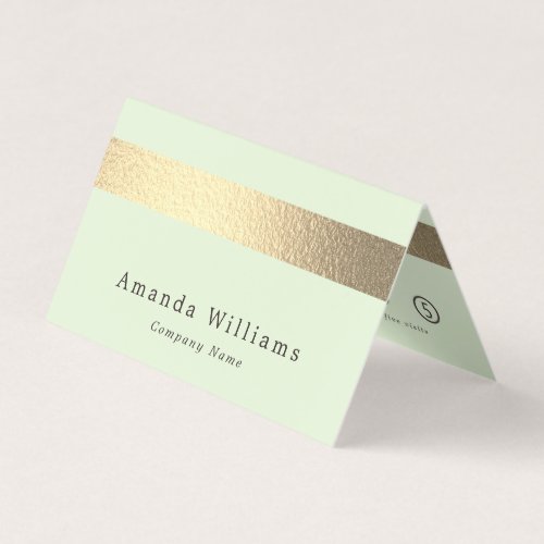 Chic Gold Foil Stripe On Mint Green Double Loyalty Business Card