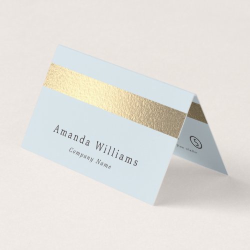 Chic Gold Foil Stripe Powder Blue Double Loyalty Business Card