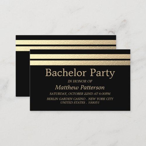 Chic Gold Foil Stripes Bachelor Party Ticket