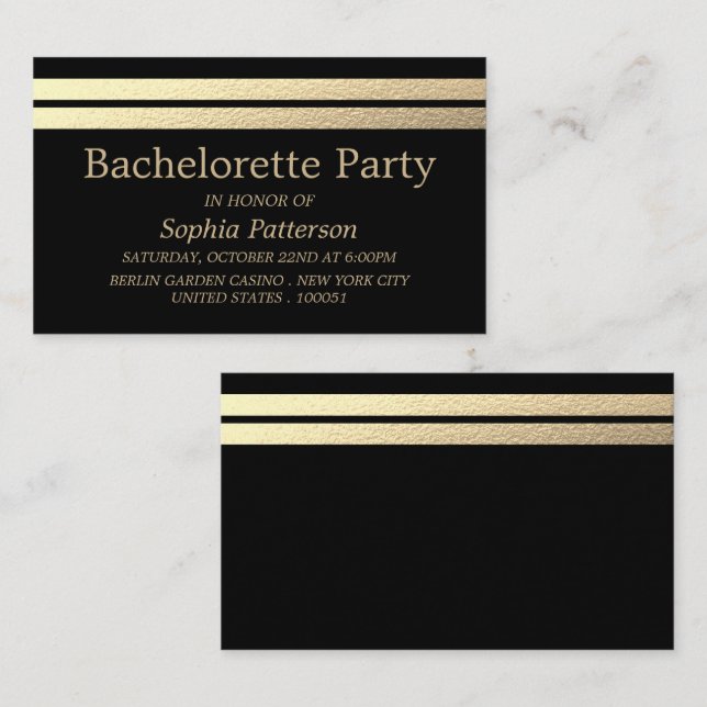 Chic Gold Foil Stripes Bachelorette Party Ticket (Front/Back)