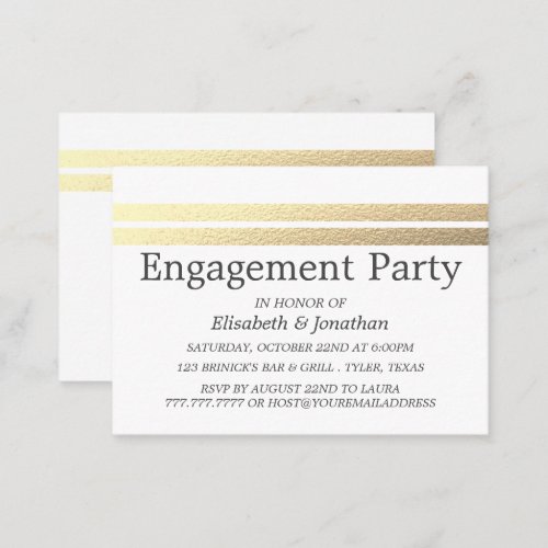 Chic Gold Foil Stripes Engagement Party Ticket
