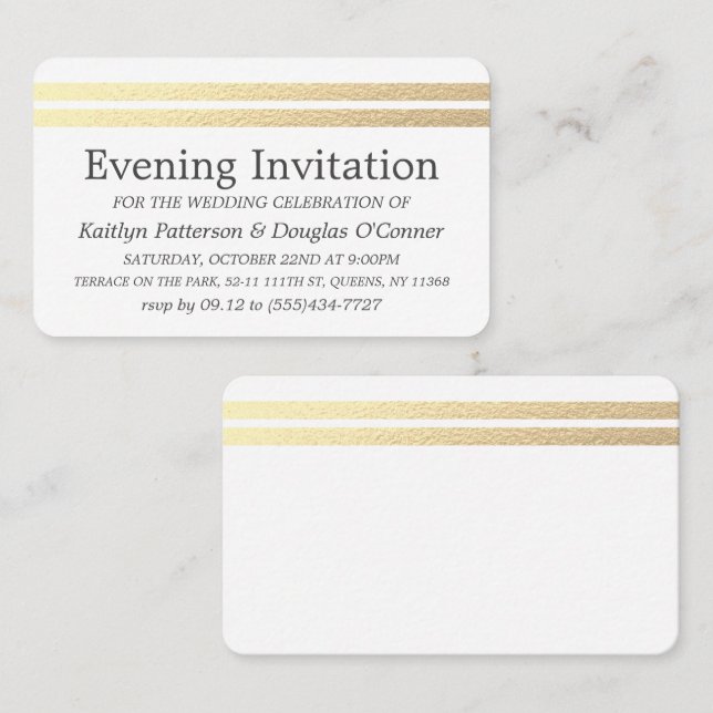 Chic Gold Foil Stripes Evening Event Ticket Invite (Front/Back)