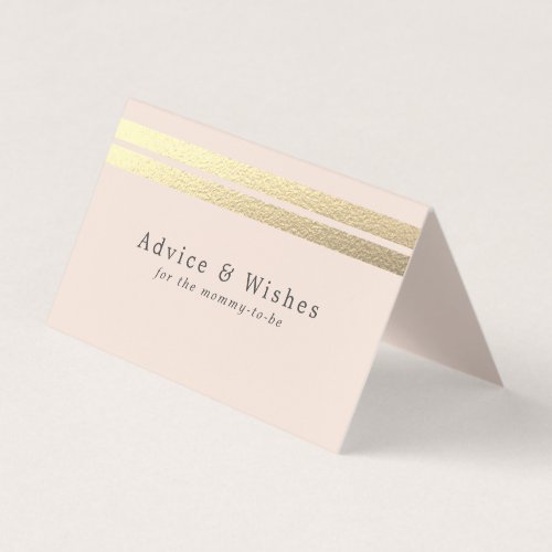 Chic Gold Foil Stripes On Blush Pink Advice Cards