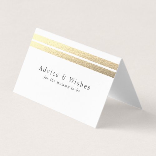 Chic Gold Foil Stripes On White Advice Cards