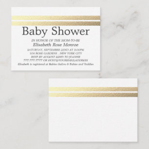 Chic Gold Foil Stripes, White Baby Shower Ticket