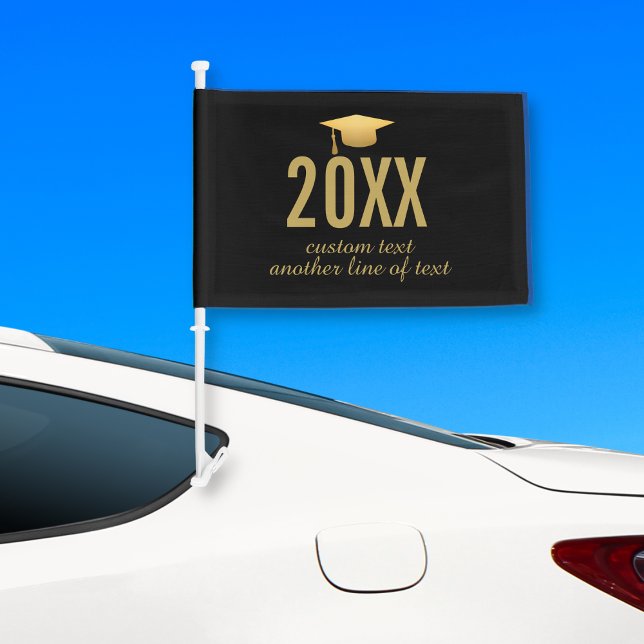 Chic Gold Foil Trendy Graduation Class of 20XX Car Flag (Creator Uploaded)