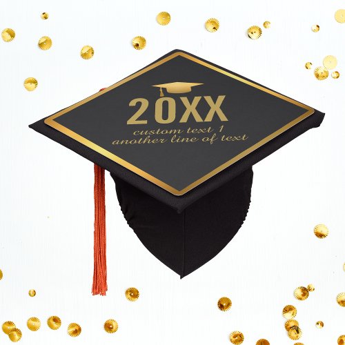 Chic Gold Foil Trendy Graduation Class of 20XX Graduation Cap Topper