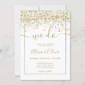 Chic gold foil white photo initials wedding invitation (Front)