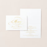 Chic Gold Foil & White Wedding Menu Card Template<br><div class="desc">Chic Gold Foil & White Wedding Menu Card Template.</div>