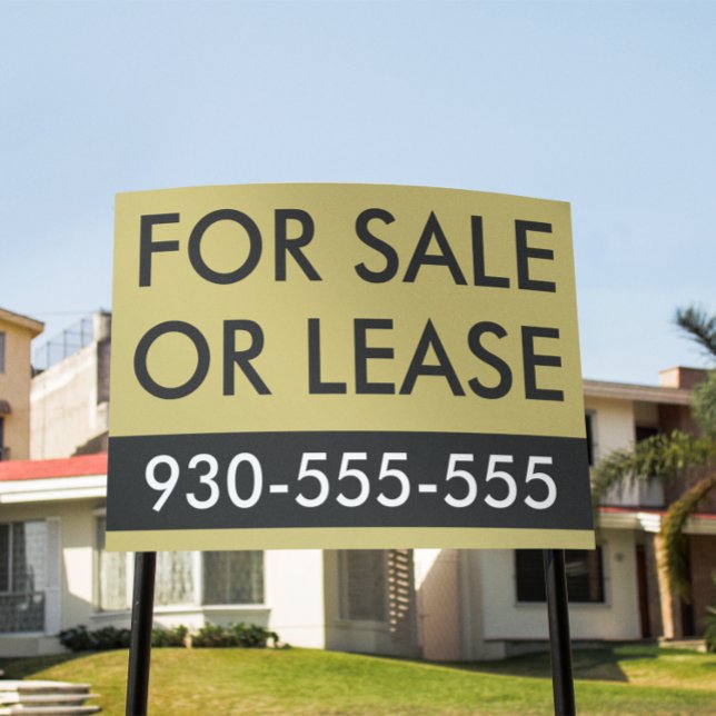 Chic Gold For Sale Or Lease Luxury Real Estate  Sign (chic gold for sale or lease real estate sign)