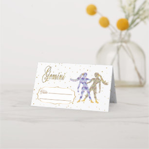 Chic Gold Gemini Zodiac Birthday Place Card