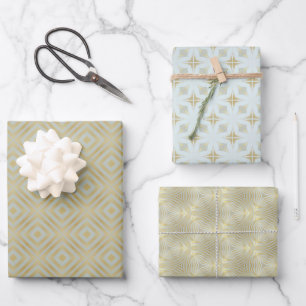 Chic Gold Geometric Wrapping Paper Sheets