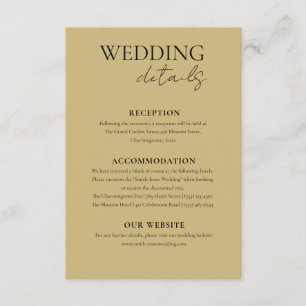 Chic Gold Ginkgo Leaf Wedding Details Enclosure Card