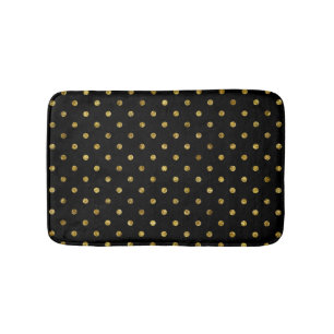 Chic Gold Glam and Black Dots Bathroom Mat