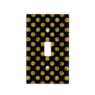 Chic Gold Glam and Black Dots Light Switch Cover