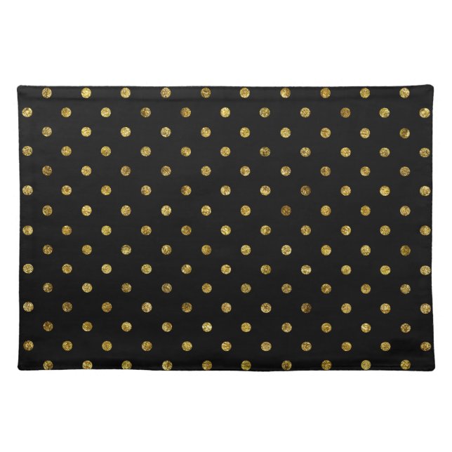 Chic Gold Glam and Black Dots Placemat (Front)