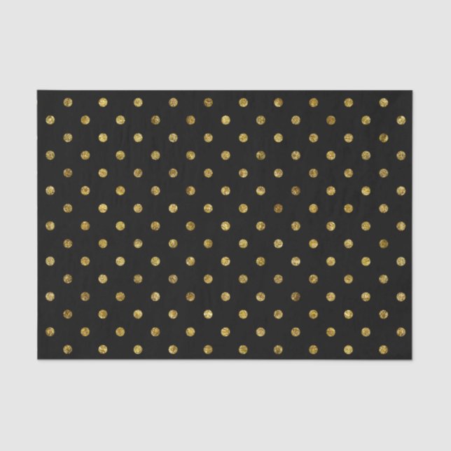 Chic Gold Glam and Black Polka Dots Tissue Paper (Front)