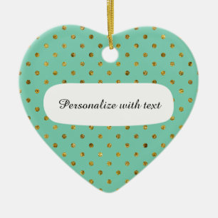 Chic Gold Glam and Mint Dots Ceramic Ornament
