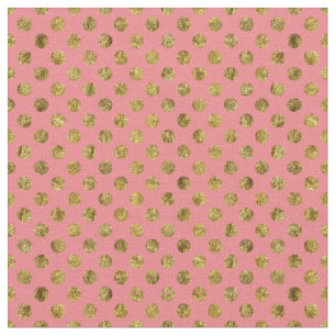 Chic Gold Glam and Pink Dots Fabric