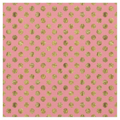 Chic Gold Glam and Pink Dots Fabric