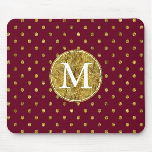 Chic Gold Glam and Pink Dots monogram Mouse Pad