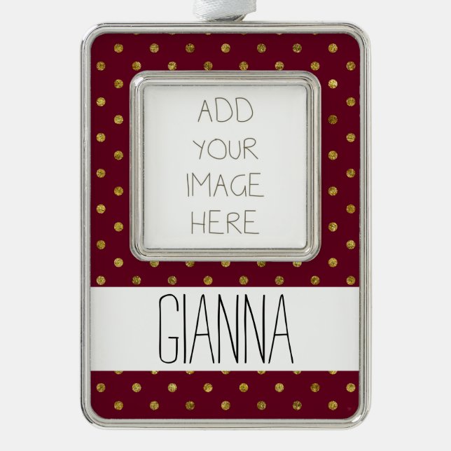 Chic Gold Glam and Pink Dots Ornament (Front)