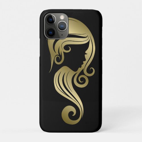 Chic Gold Glam Beauty Girl Hair  Makeup Salon iPhone 11 Pro Case